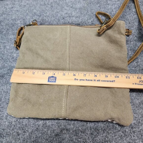 Myra Bag Contentment Small Crossbody Bag Upcycled Canvas Leather & Rug Western - Picture 13 of 14